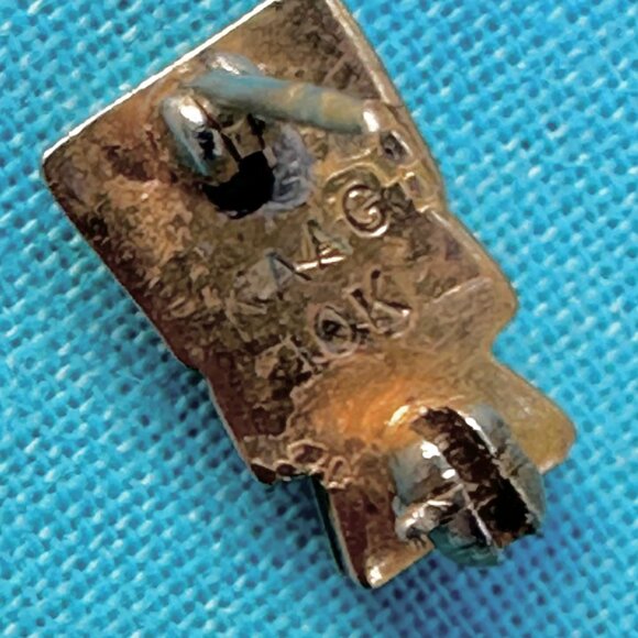 3 Vintage Gold  & Enameled Pins Signed KAAG 10K with Gemstones "A" & Wings Motif - Picture 11 of 13